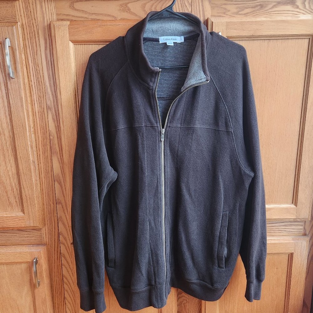 Calvin Klein Men's Chocolate Brown Sweater Jacket Size L